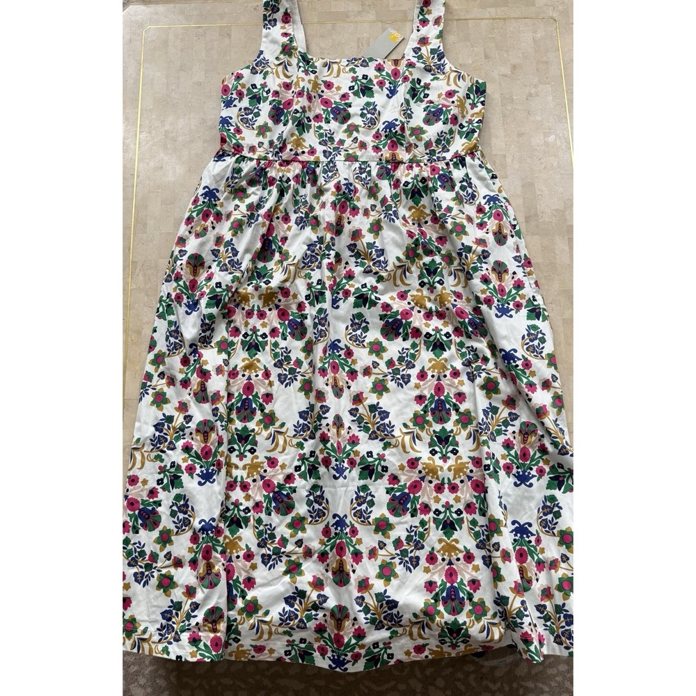 Boden NWT Scandi Folk Floral Cotton Fit and Flare Square Neck Dress Plus Size 20 - Picture 2 of 11